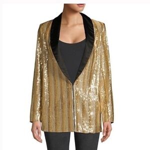 Alice & Olivia Gold and Sequin Stripe Blazer for Parties
